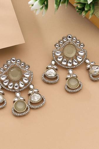 Light green color kundan earrings