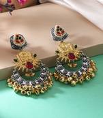 Gold & silver color dual tone oxidised earrings