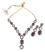 Oval and round shape uncut kundan stone gold plated brass choker necklace set for women and girls