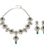 Oval and flower design uncut kundan stone gold plated brass choker necklace set for women and girls