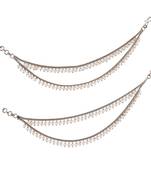 Dazzling 2 string white pearl gold plated set of 2 brass ear-chain (kaanchain) for women and girls