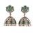 Appealing flower design green uncut kundan stone antique gold plated jhumki earring for women