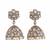 Charming flower design sky blue uncut kundan stone antique gold plated jhumki earring for women