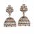 Designer oval shape sky blue uncut kundan stone antique gold plated jhumki earring for women