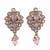 Flower design pink uncut kundan stone mother of pearl antique gold plated dangle earring for women