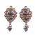 Flower design purple uncut kundan stone mother of pearl antique gold plated dangle earring for women