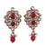 Flower design red uncut kundan stone mother of pearl antique gold plated dangle earring for women