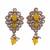 Flower design yellow uncut kundan stone mother of pearl antique gold plated dangle earring for women
