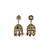 Pleasing flower shape multi uncut kundan stone antique gold plated jhumki earring for women