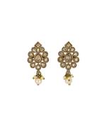 Lavish oval shape brown uncut kundan stone antique gold plated jhumki earring for women and girls
