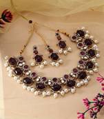 Maroon color kundan necklace set