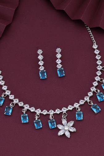 Firozi color stone necklace set