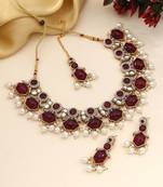 Purple color kundan necklace set