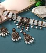 Multi color choker kundan necklace set