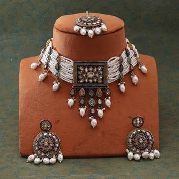 Multi color choker kundan necklace set 2