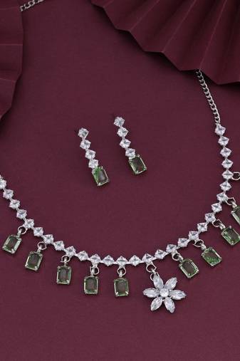 Pista green color stone necklace set