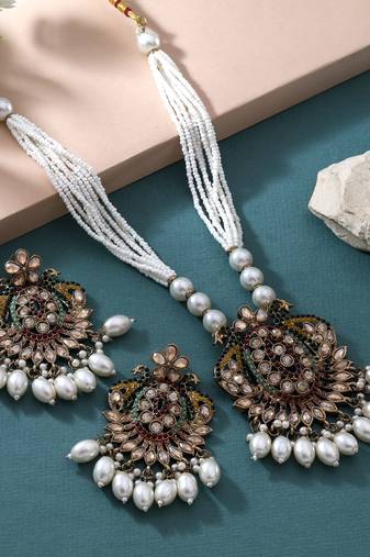 Multi color kundan necklace set