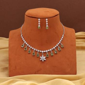 Pista green color stone necklace set 2