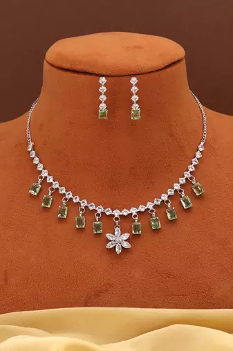 Pista green color stone necklace set