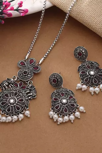 Rani color oxidised necklace set