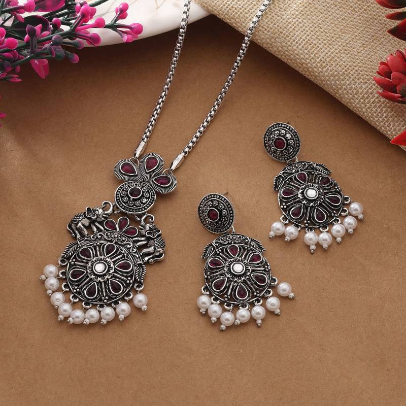 Rani color oxidised necklace set