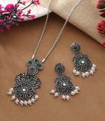 Green color oxidised necklace set