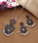 Maroon color oxidised necklace set