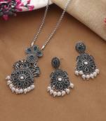 Turquoise blue color oxidised necklace set