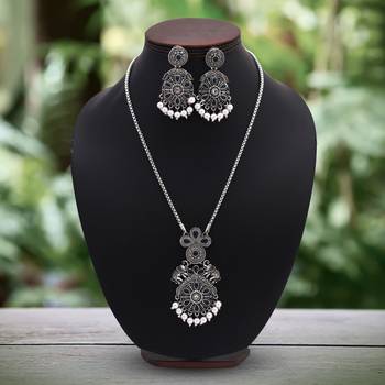 Turquoise blue color oxidised necklace set 2