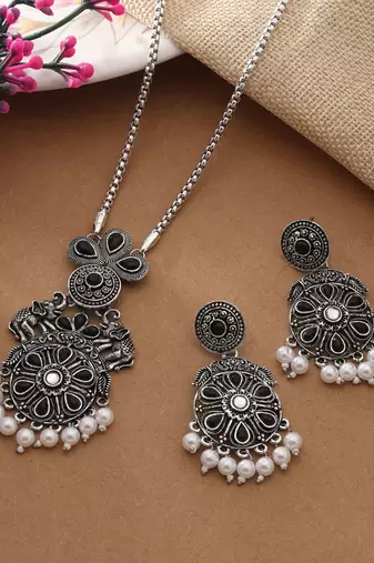 Black color oxidised necklace set