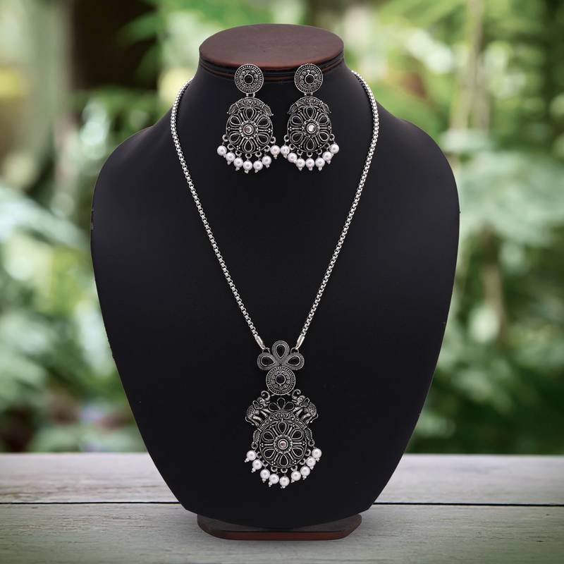 Black color oxidised necklace set