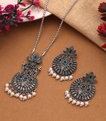 Turquoise blue color oxidised necklace set