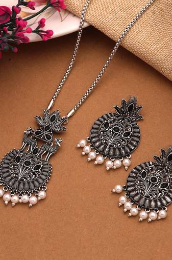 Black color oxidised necklace set