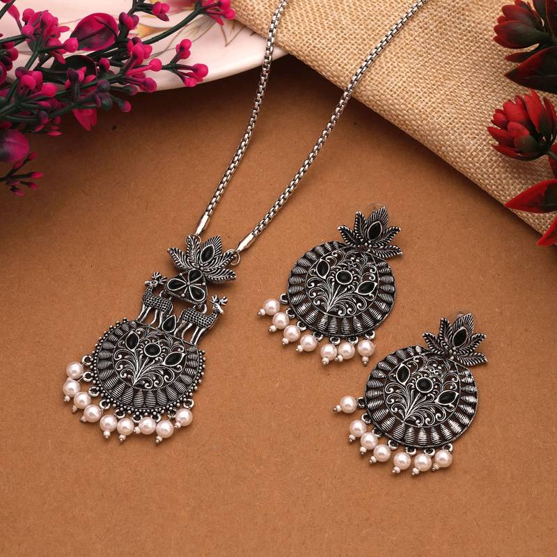 Black color oxidised necklace set