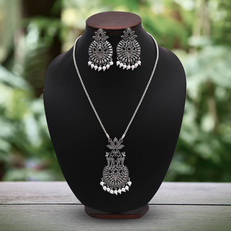Black color oxidised necklace set