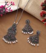 Purple color oxidised necklace set
