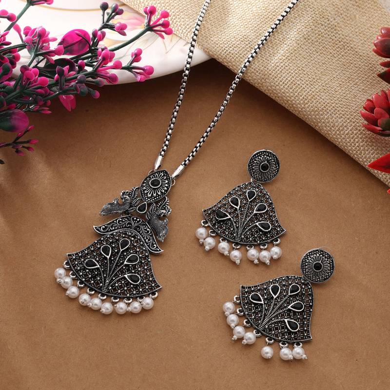 Black color oxidised necklace set