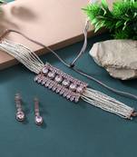 White color choker stone necklace set