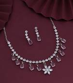 Pink color stone necklace set