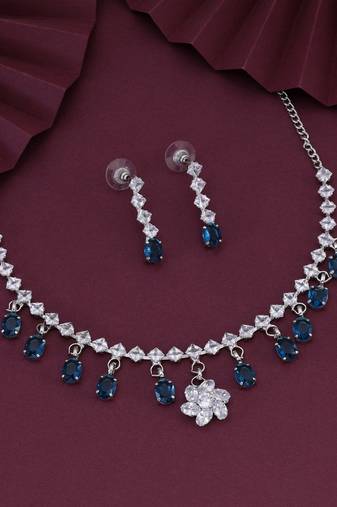 Turquoise blue color stone necklace set