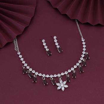 Brown color stone necklace set 1