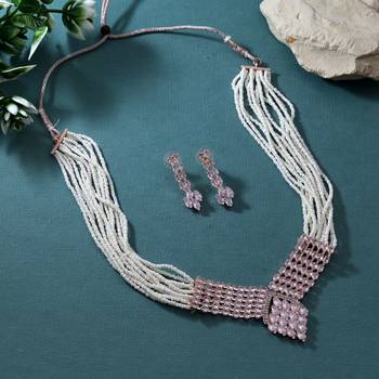White color stone necklace set 1