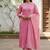 Women’s rose pink cotton printed kurta pant dupatta set
