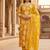 Women’s golden yellow cotton floral printed kurta pant dupatta set