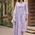 Lavender white embroidered cotton kurta pant dupatta set for women