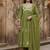 Olive green cotton embroidered kurta pant dupatta set for women