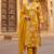 Golden yellow cotton floral printed kurta pant dupatta set for women