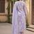 Lavender white embroidered cotton kurta pant dupatta set for women