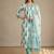 Women aqua blue cotton printed kurta set with dupatta
