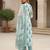 Women aqua blue cotton printed kurta set with dupatta